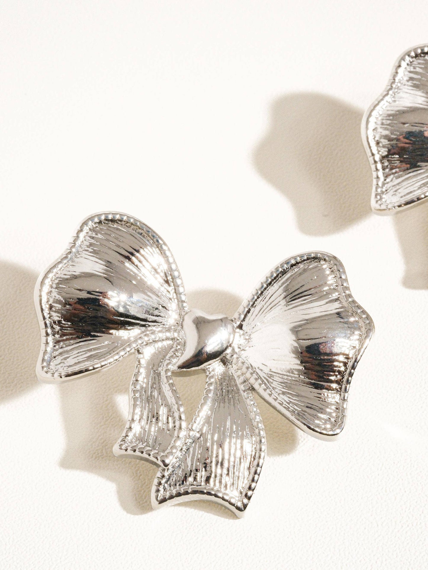 Cherish You Silver Bow Earring