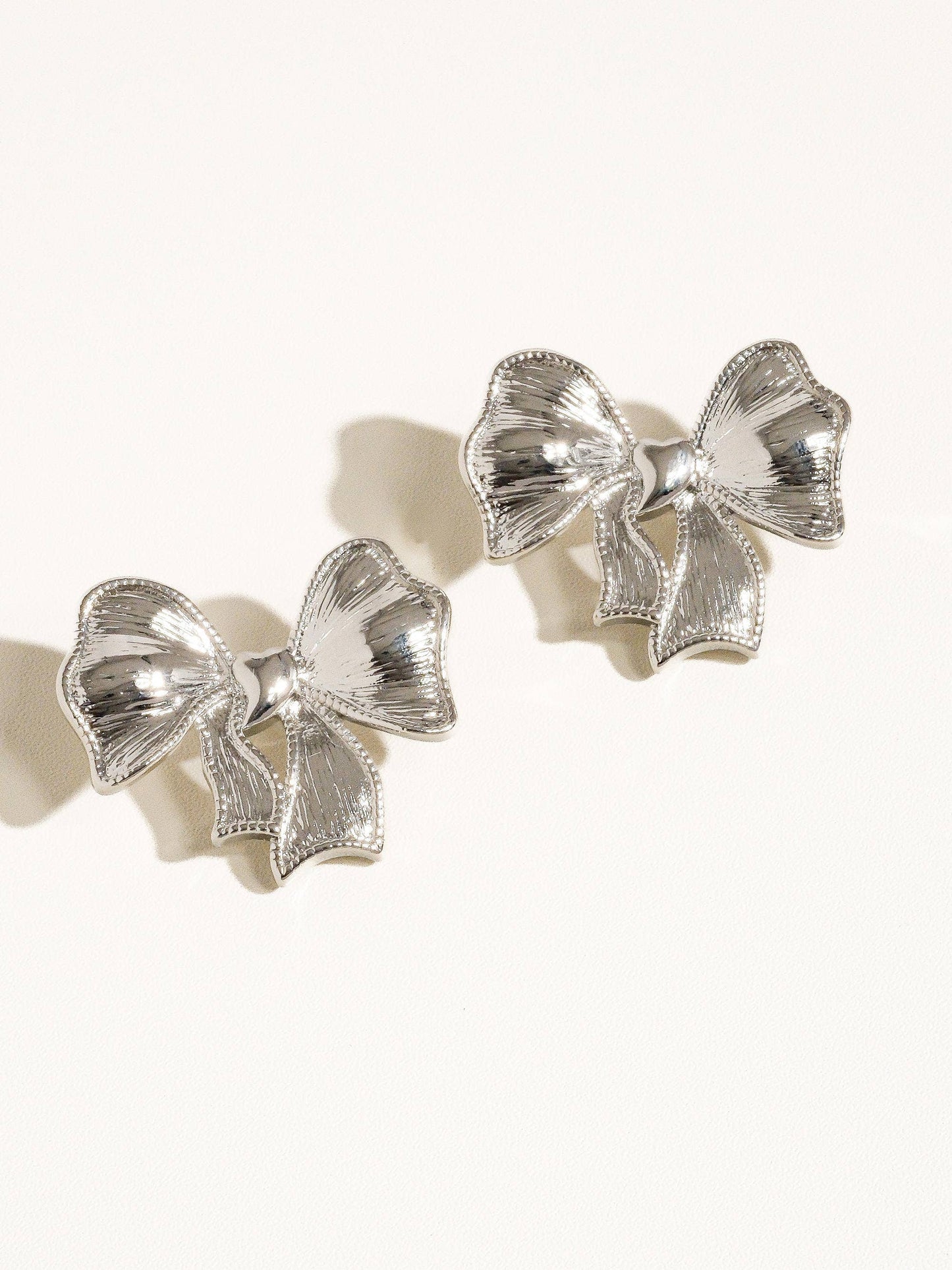 Cherish You Silver Bow Earring