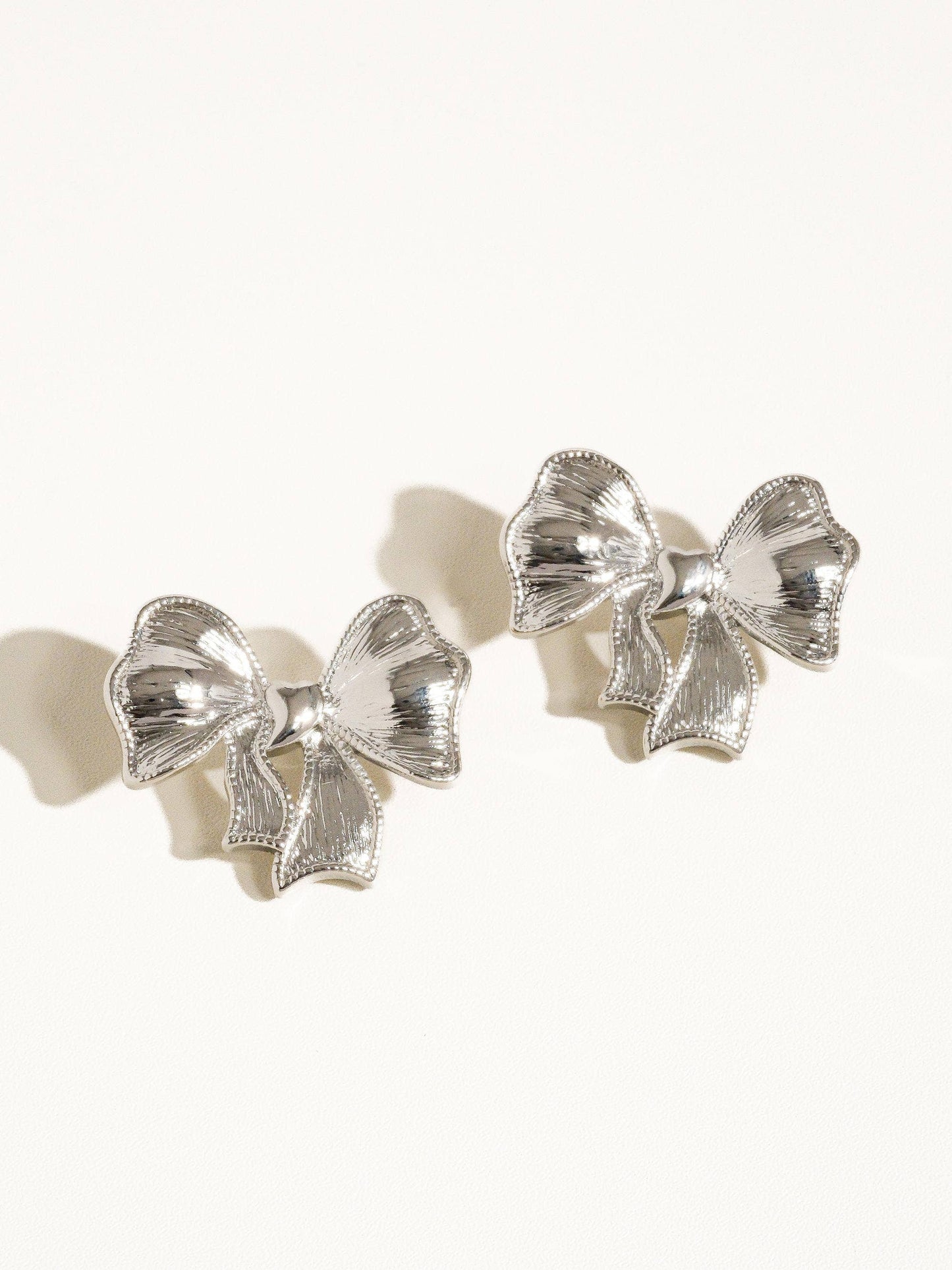 Cherish You Silver Bow Earring