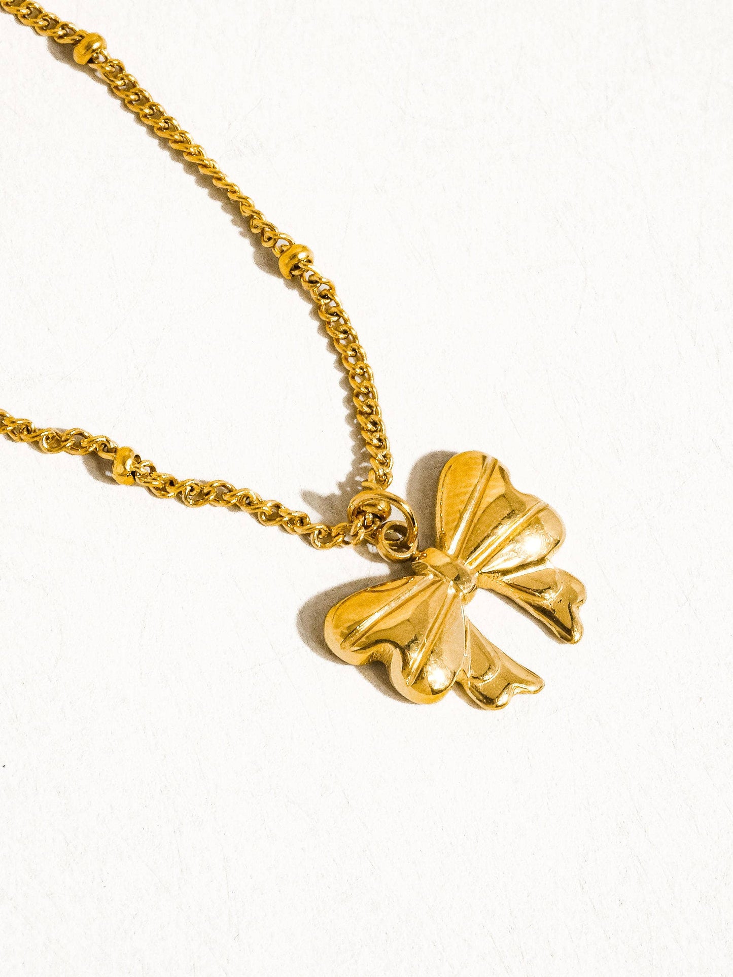 Love You More Gold Non-Tarnish Bow Necklace