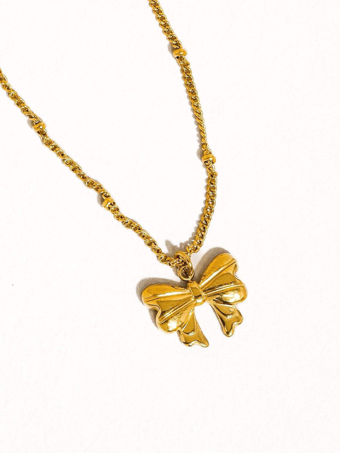 Love You More Gold Non-Tarnish Bow Necklace