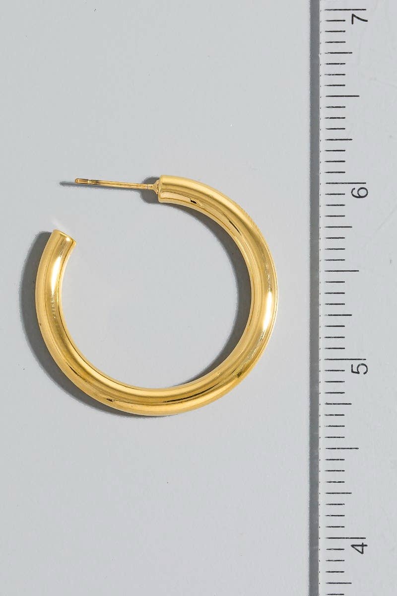 One Day Gold Plated Thin Tube Hoop Earrings
