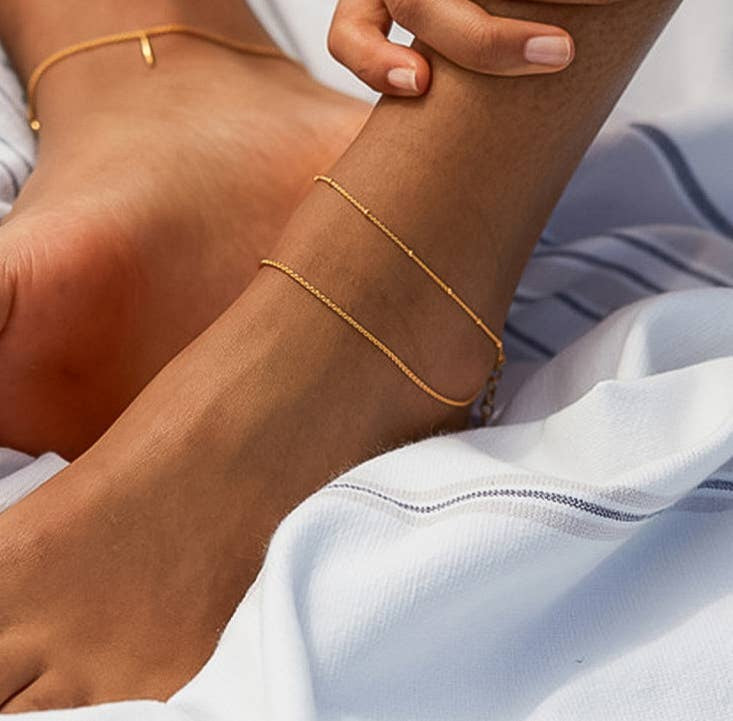 With You Non-Tarnish Layered Chain Anklet