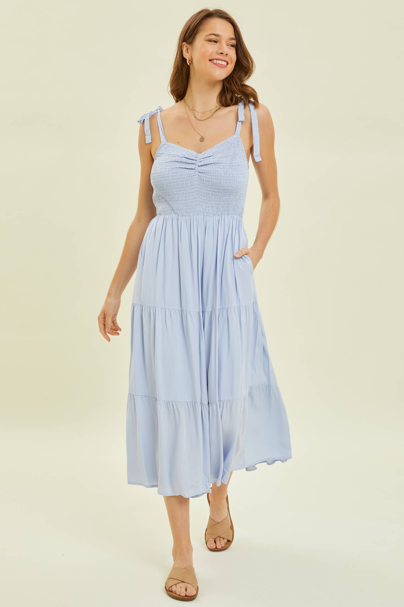 Gabrielle Smocked Midi Dress- Plus