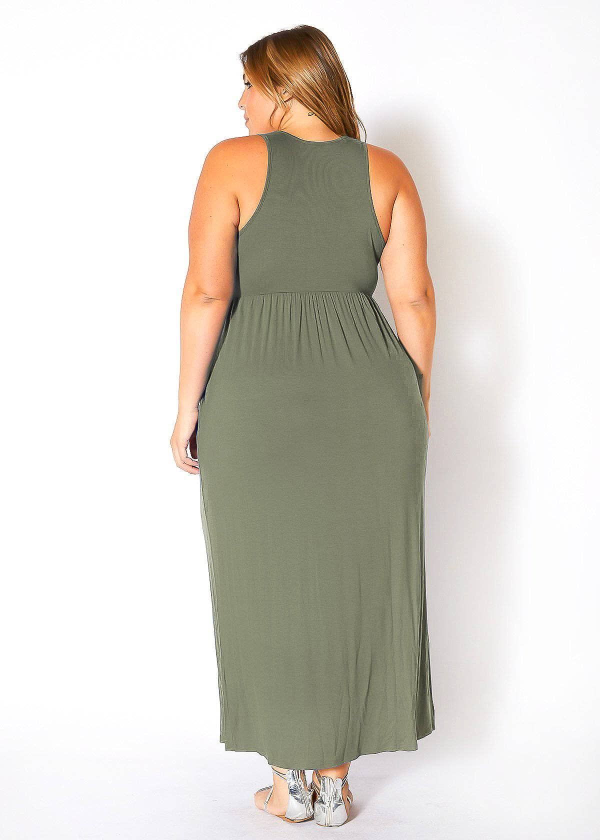 Sydney Sleeveless Pleated Maxi Dress - Plus