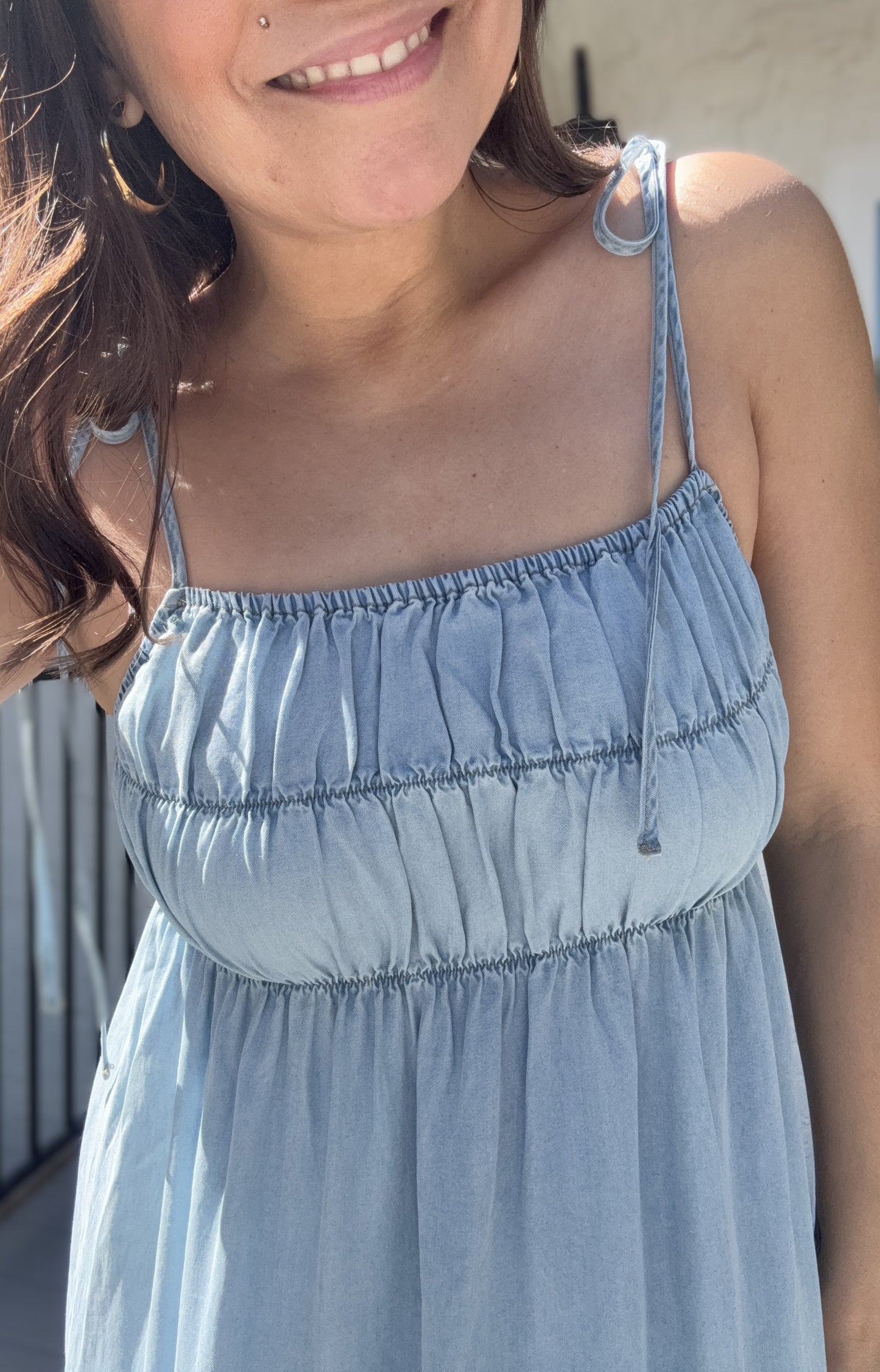Adella Tie Strap Tiered Maxi Dress