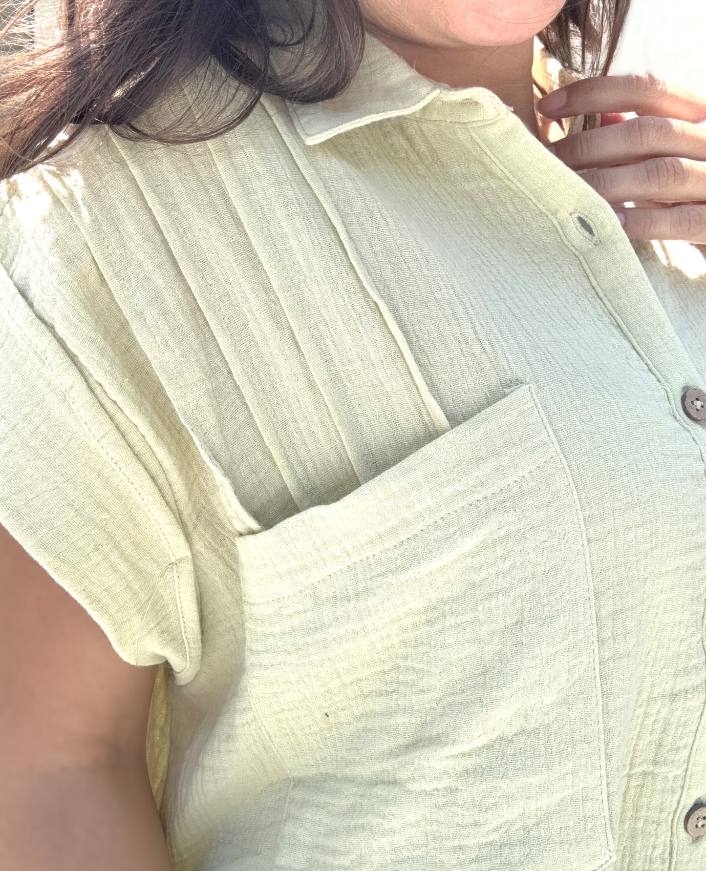 Amber Double Gauze Button Front Tunic Dress