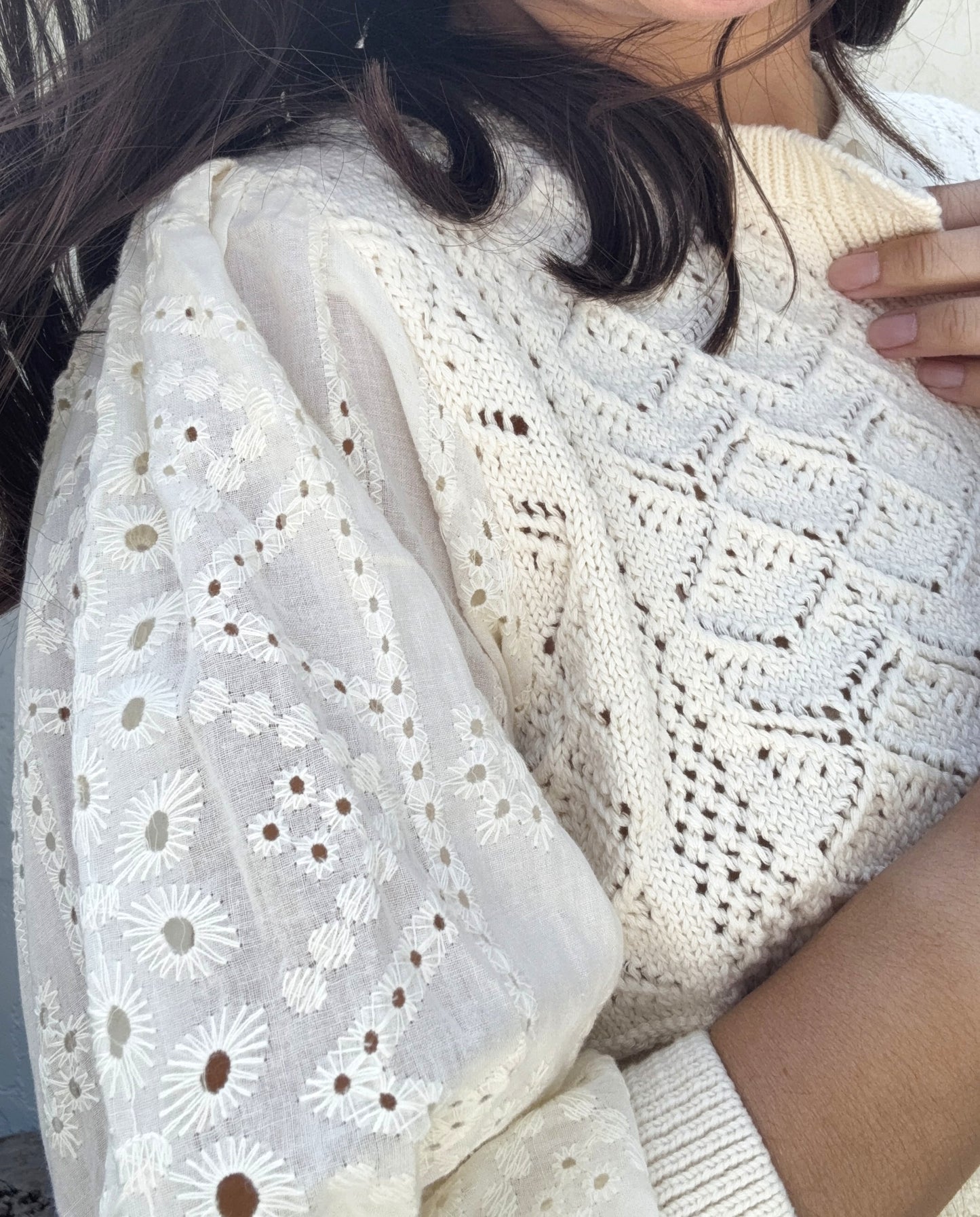 Avery Embroidered Sleeve Knit Cardigan