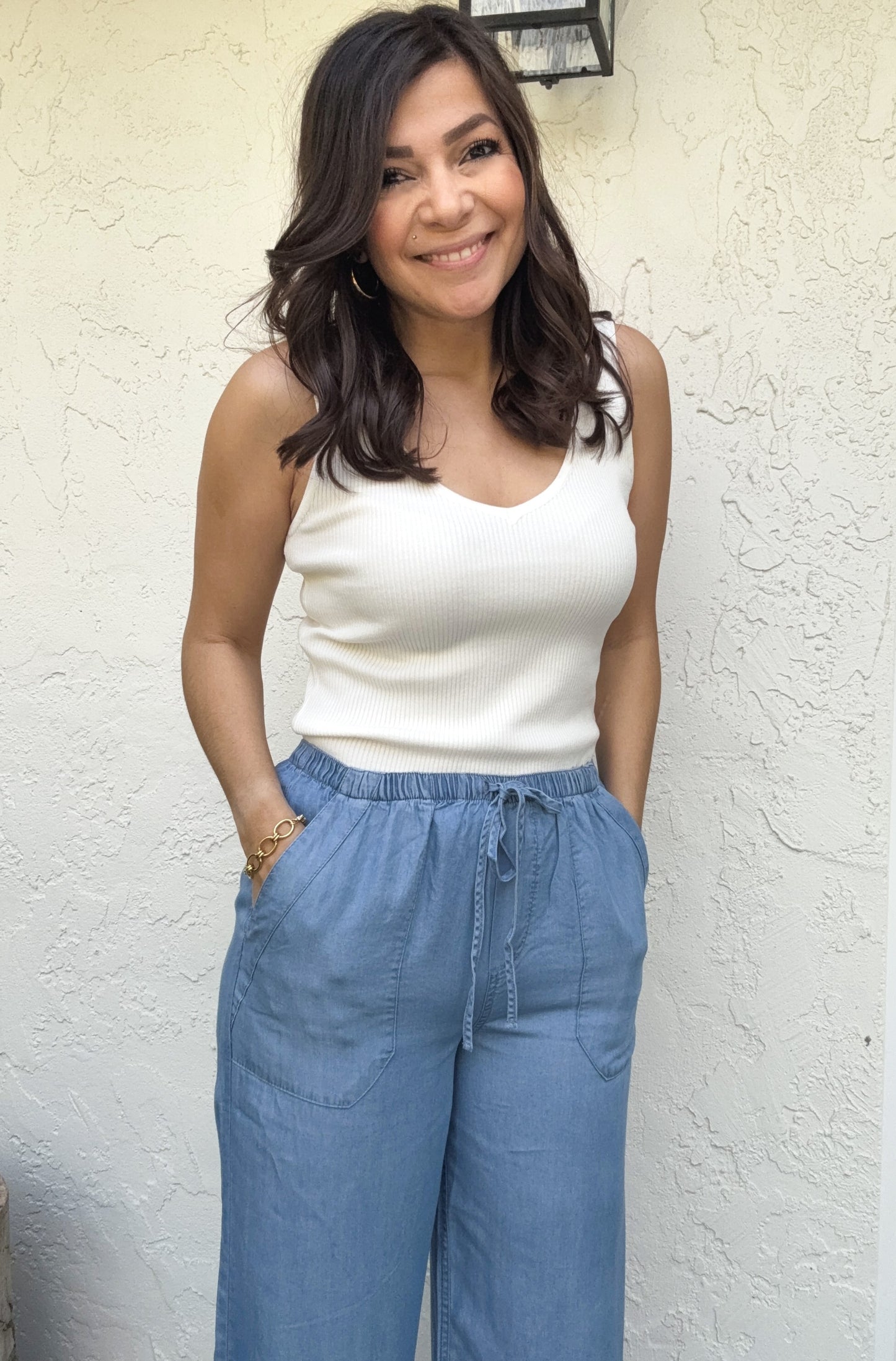 Belen Wide Leg Chambray Pants