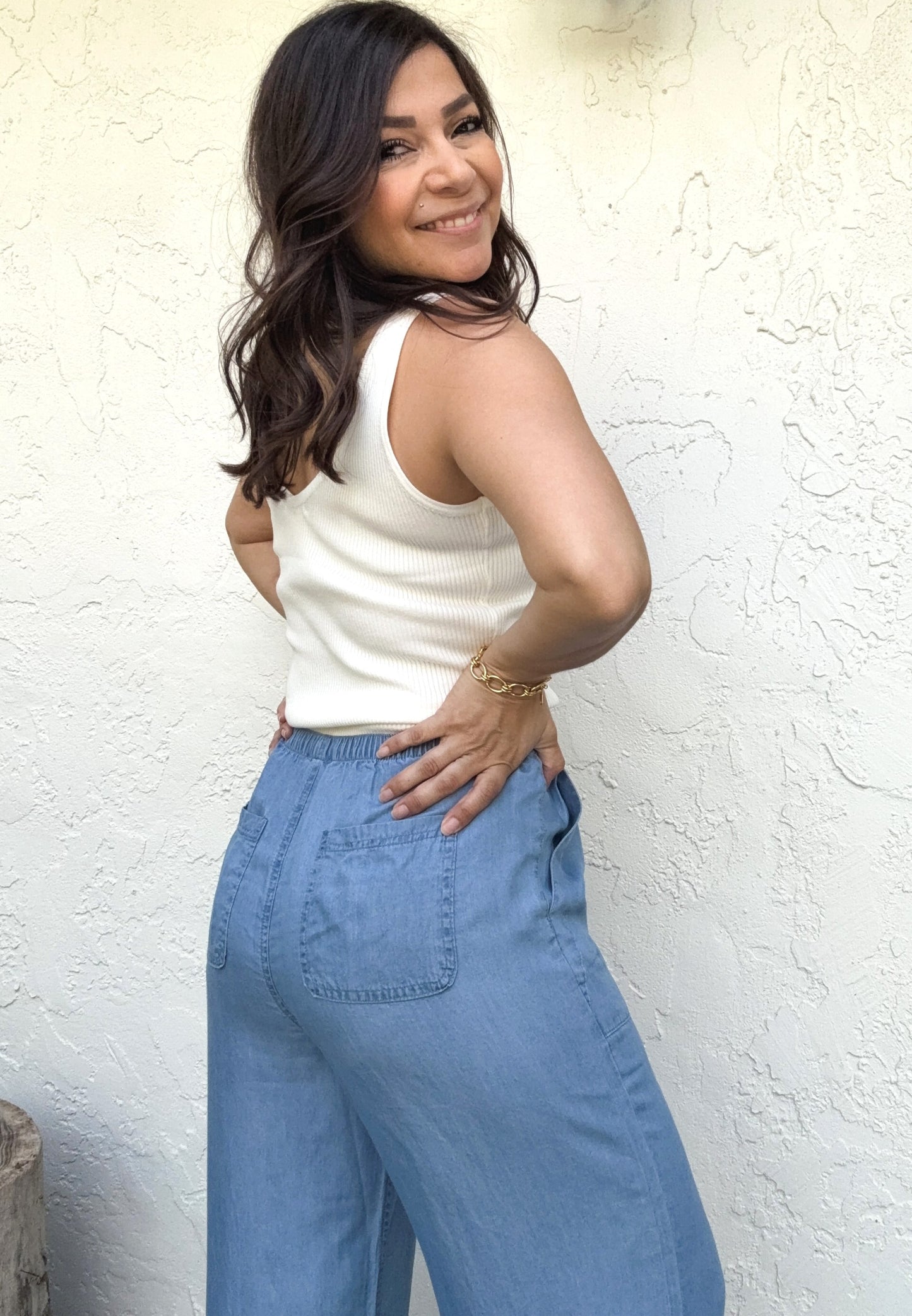 Belen Wide Leg Chambray Pants