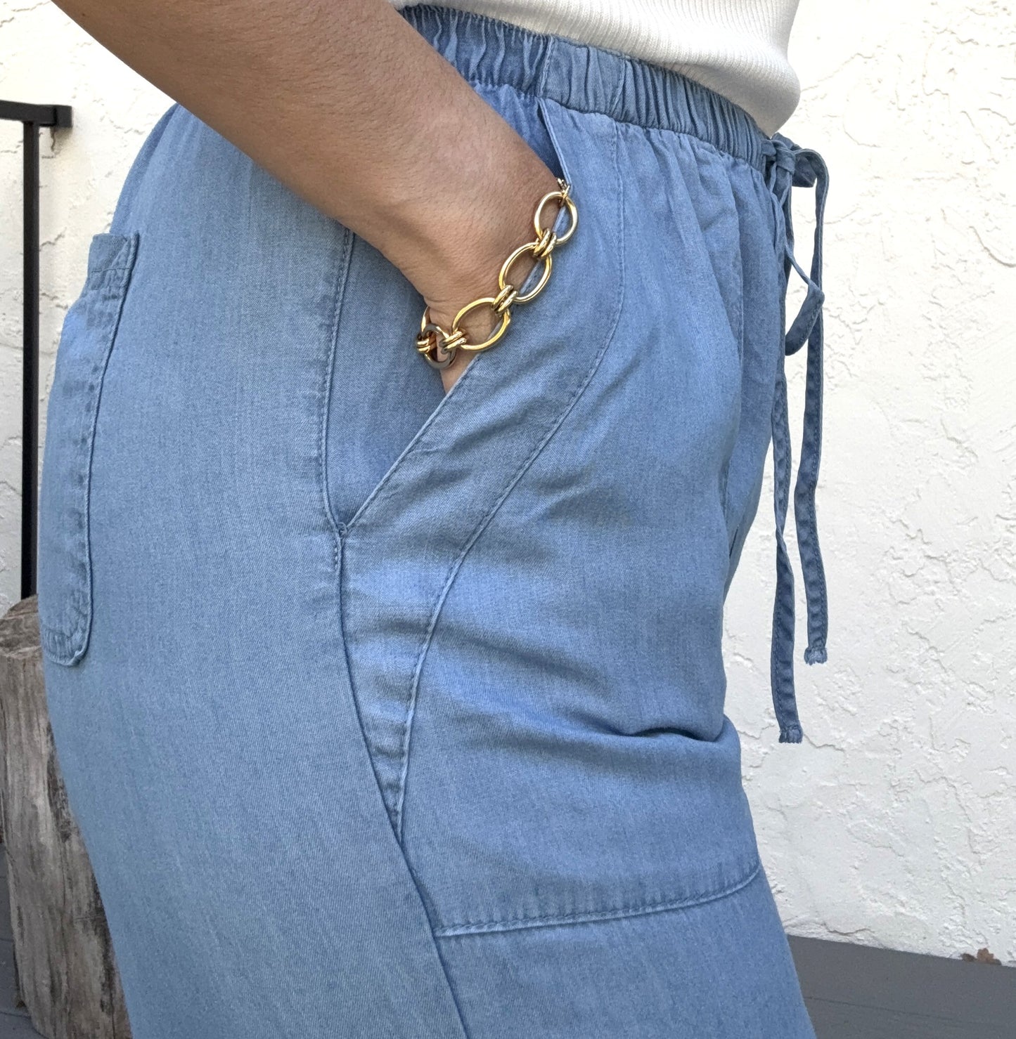 Belen Wide Leg Chambray Pants