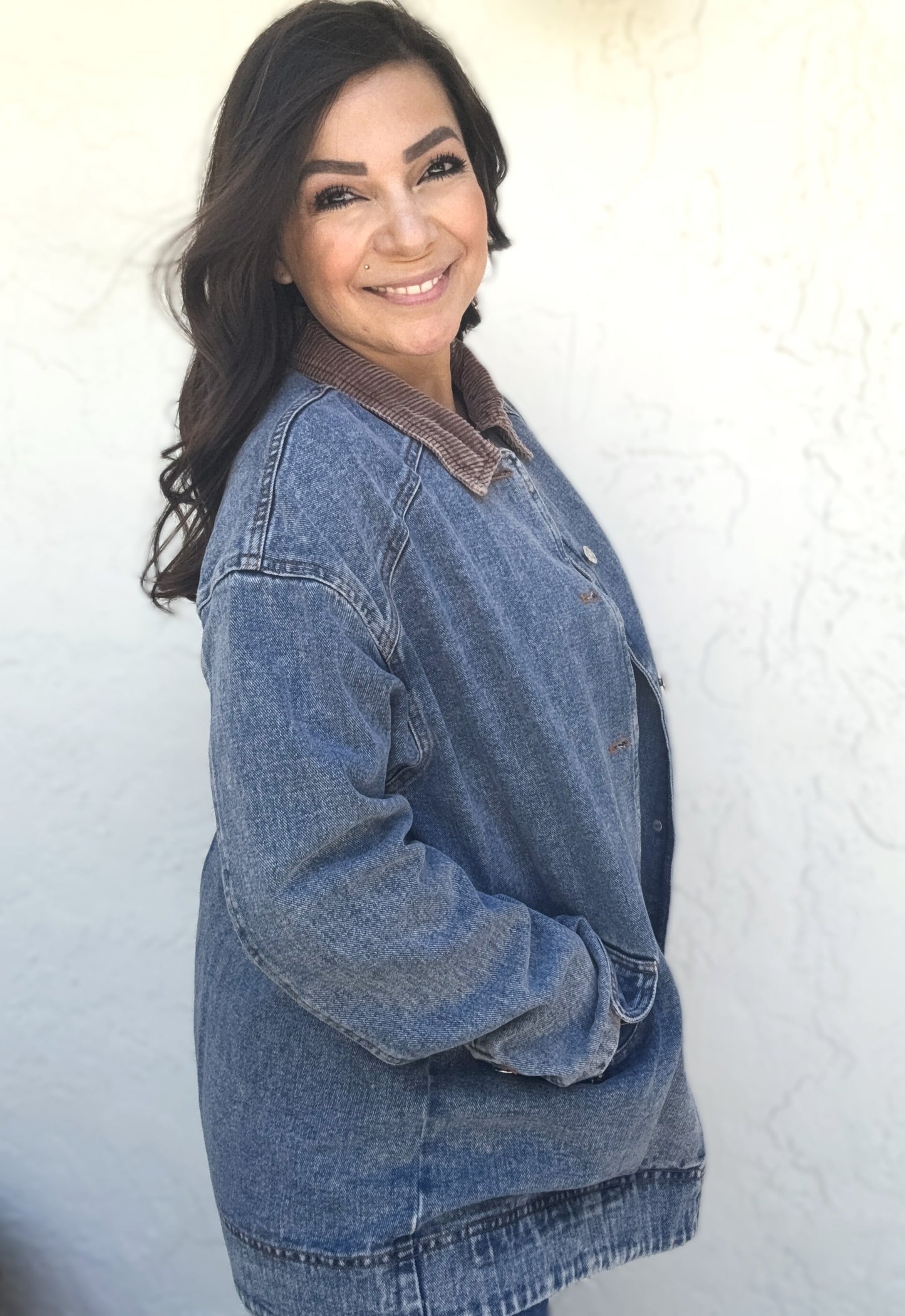 Bree Denim Corduroy Collar Barn Jacket