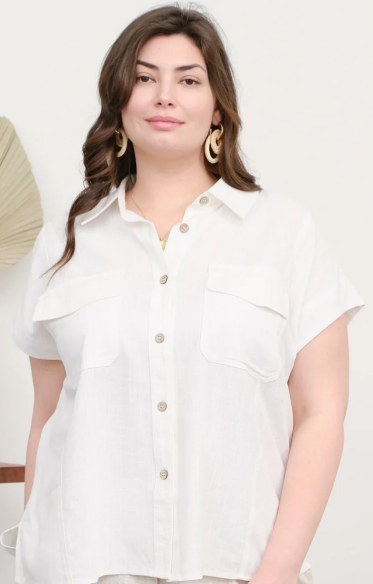 Erica Collared Button Down Top - Plus