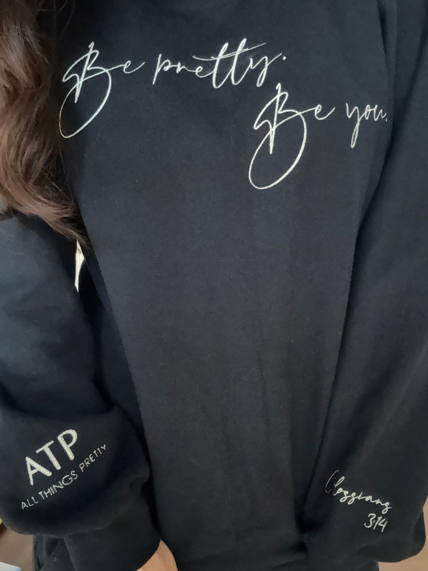 Be pretty. Be you. Embroidered Pullover Sweatshirt