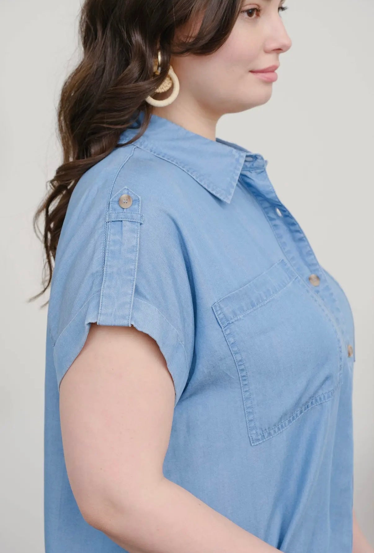 Kendall Chambray Button Down Top - Plus