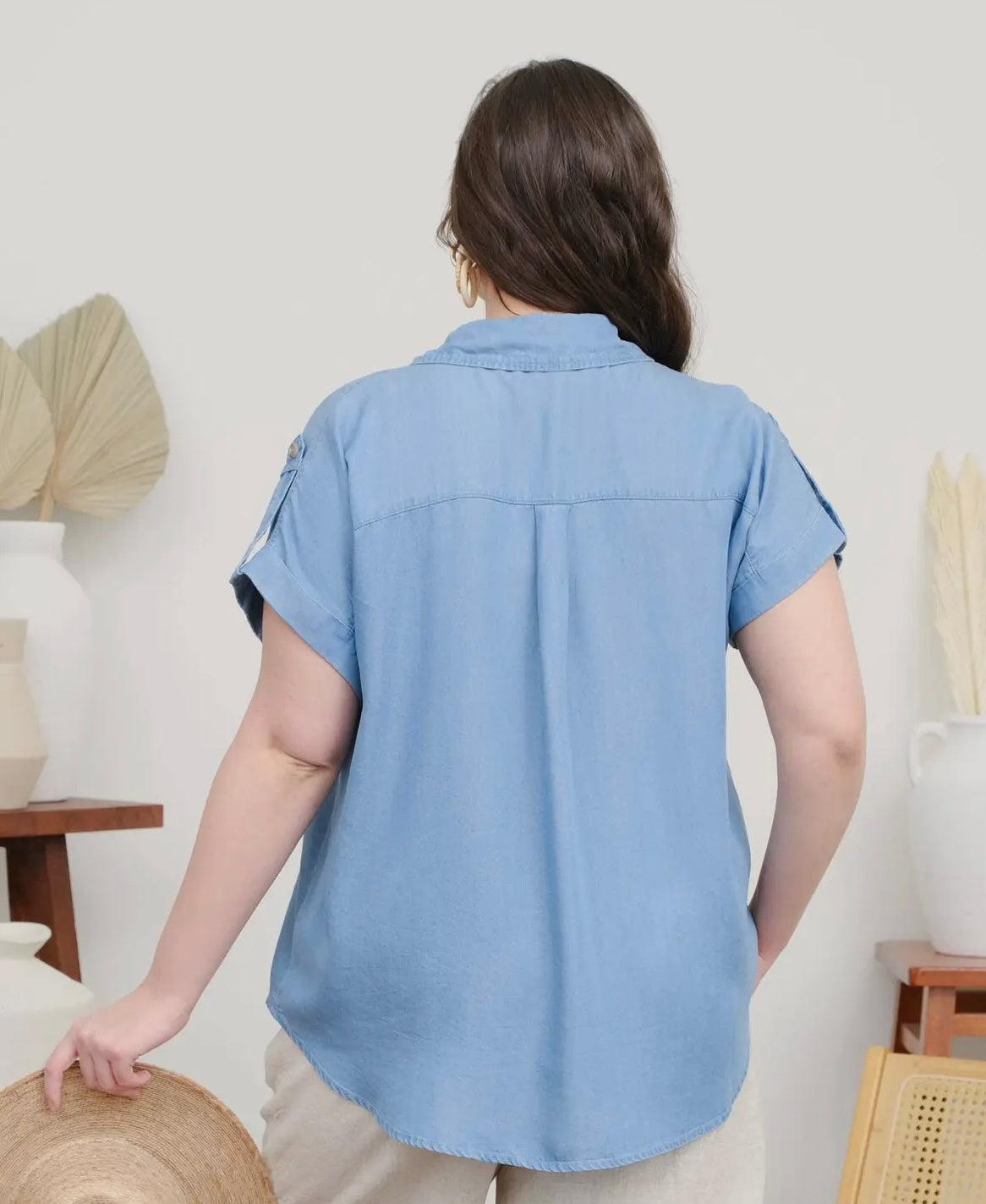 Kendall Chambray Button Down Top - Plus