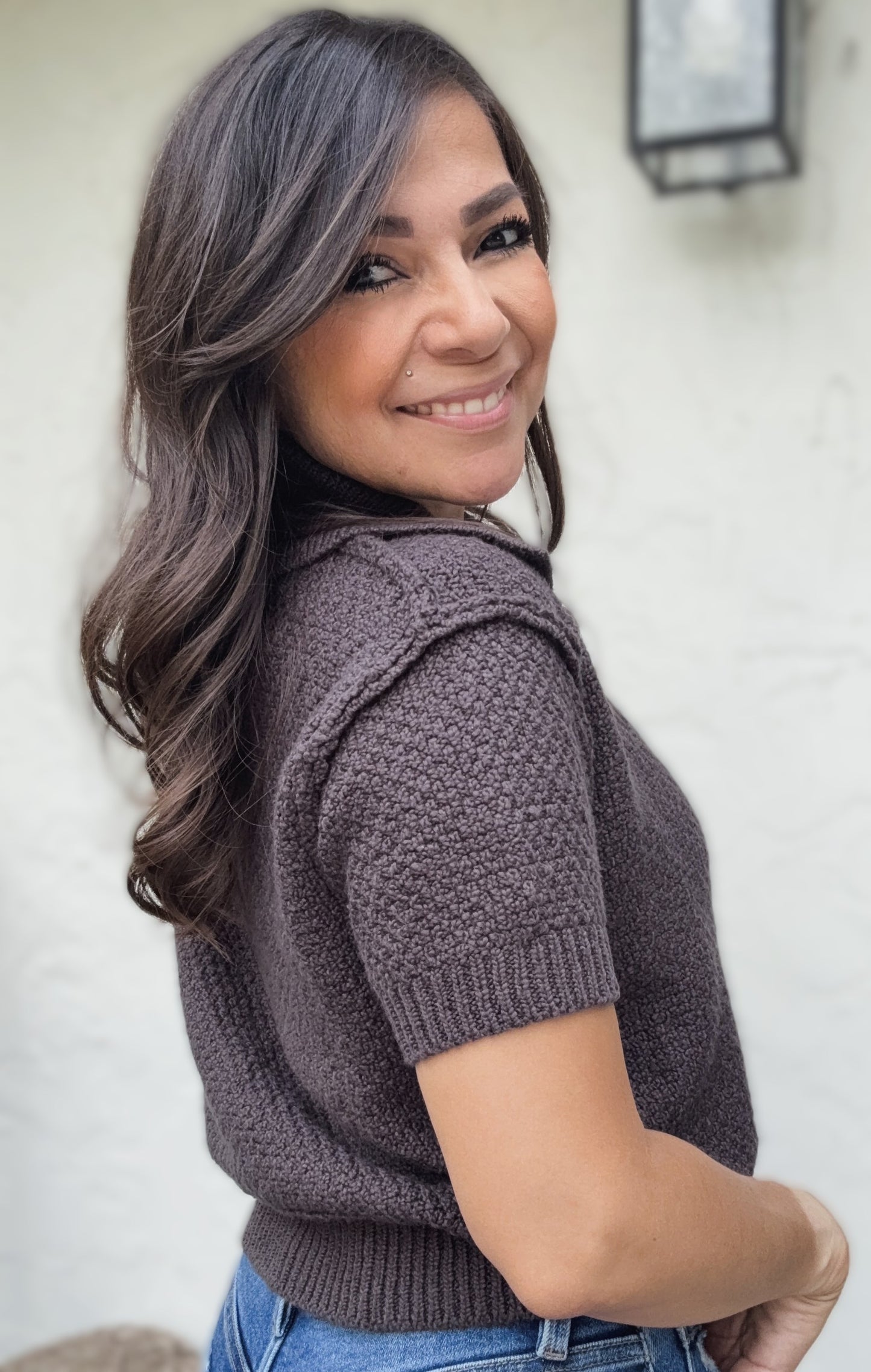Holly Short Sleeve Collared Sweater Top