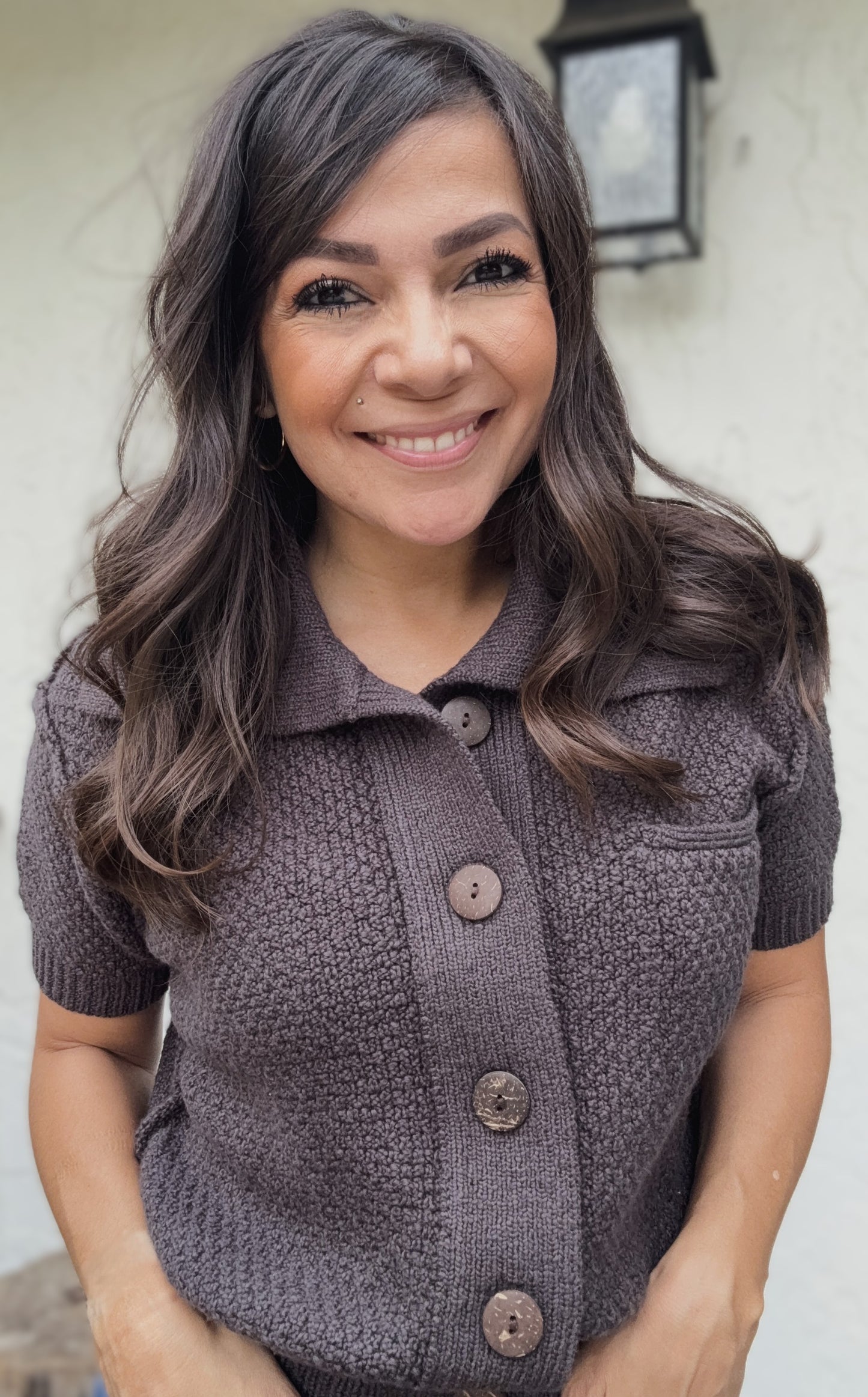 Holly Short Sleeve Collared Sweater Top