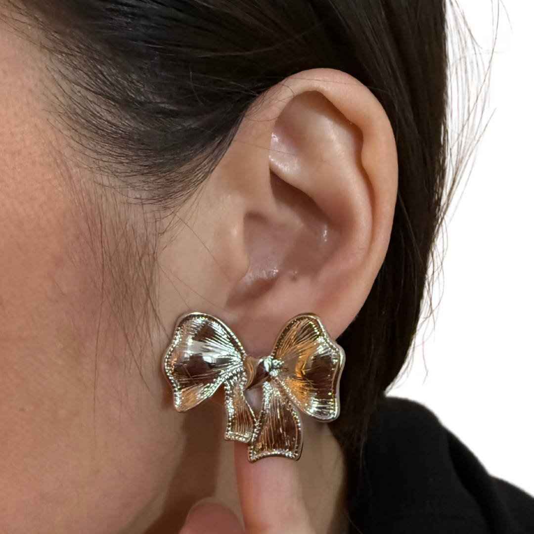Cherish You Silver Bow Earring