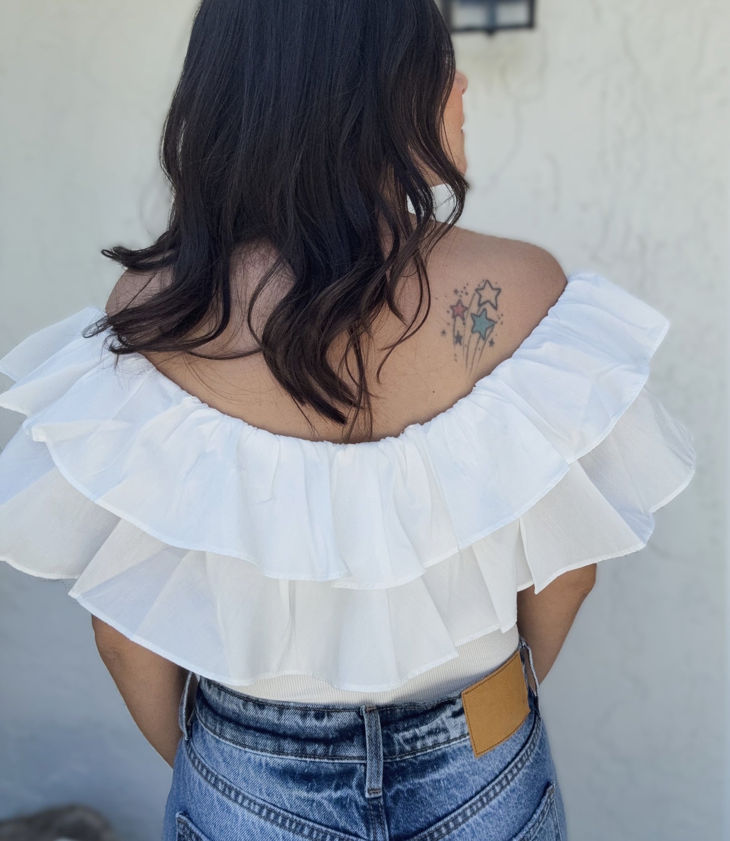Amara Knit Ruffle Off Shoulder Body Suit