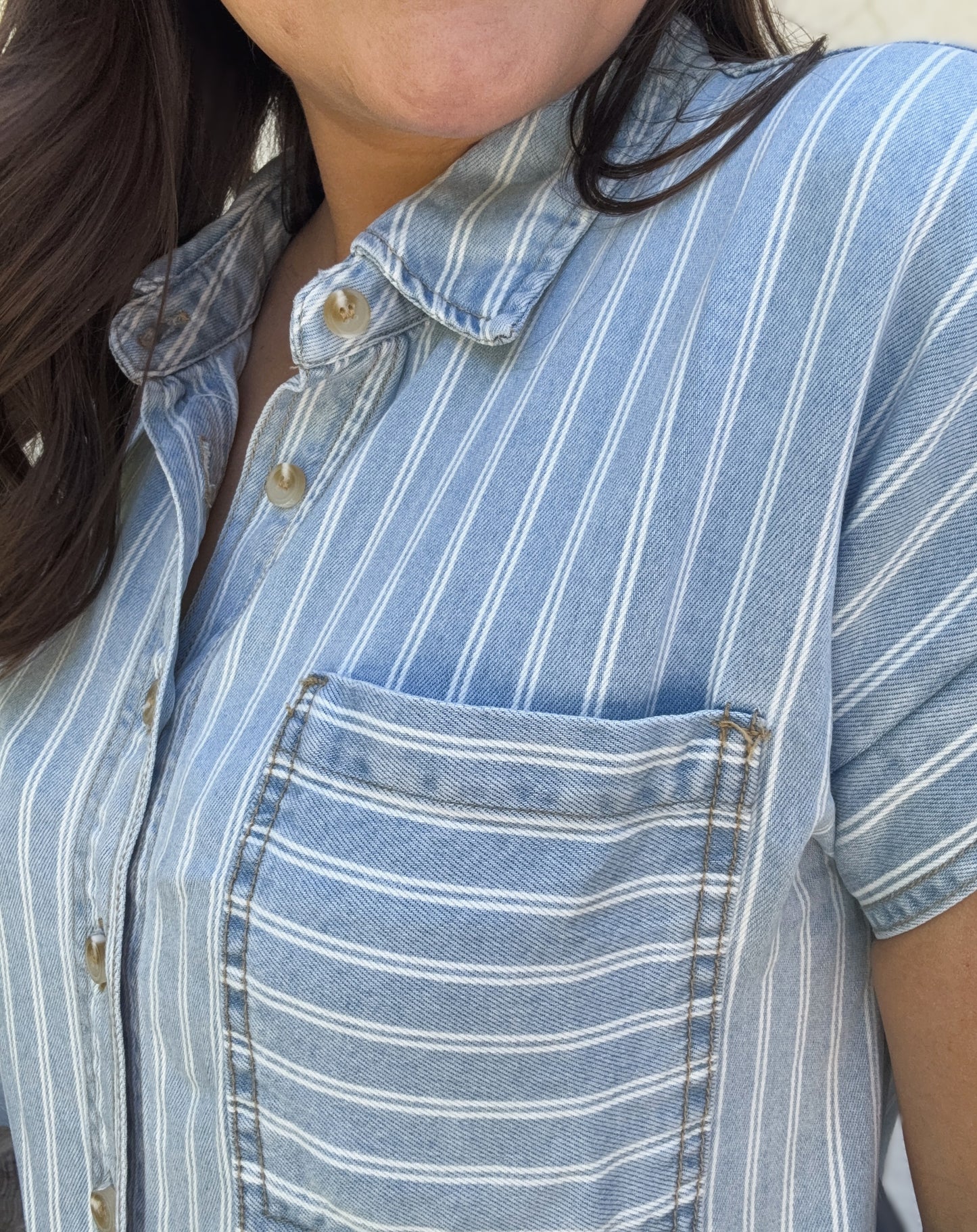Iris Striped Short Sleeve Button Down Shirt