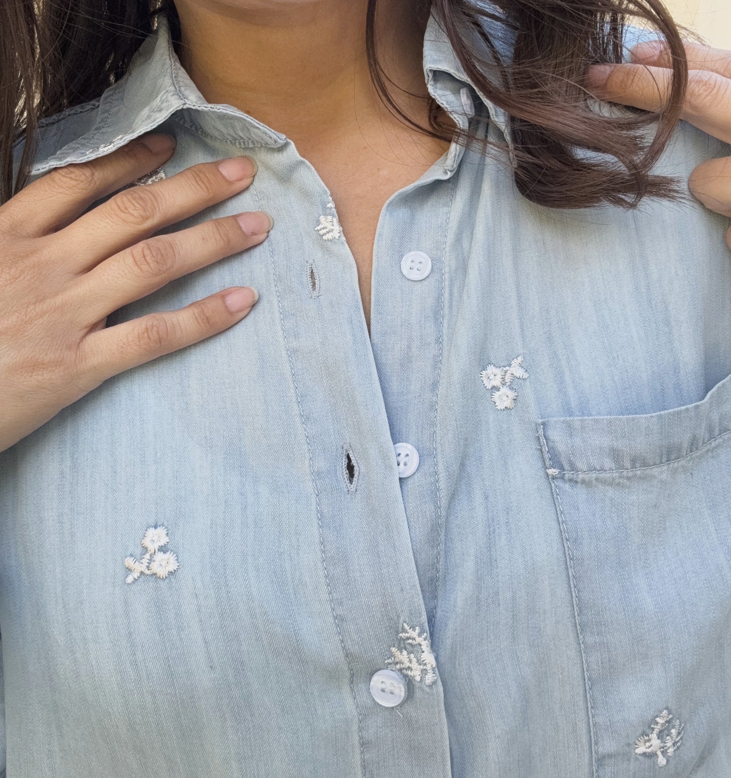 Lilah Floral Embroidered Button Down Top