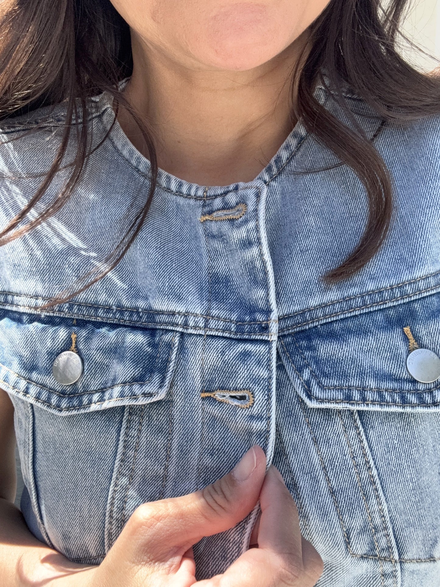 Nora Light Washed Denim Trucker Vest