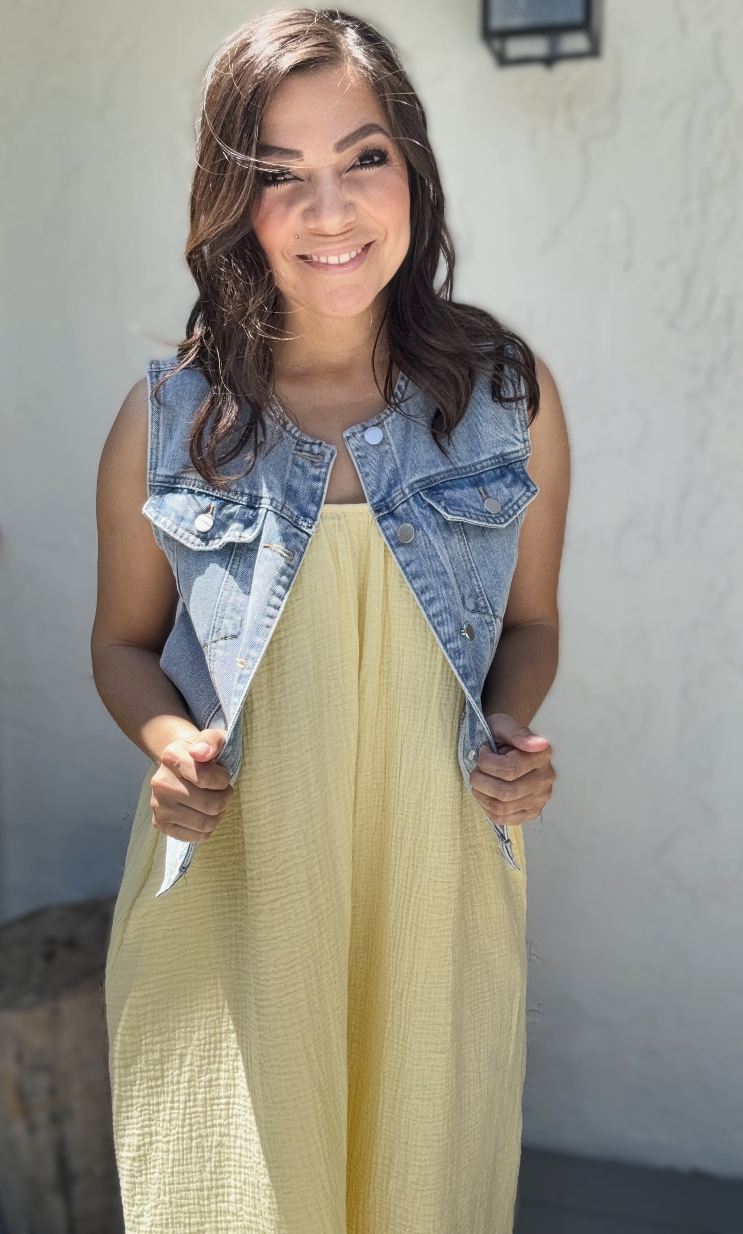 Nora Light Washed Denim Trucker Vest