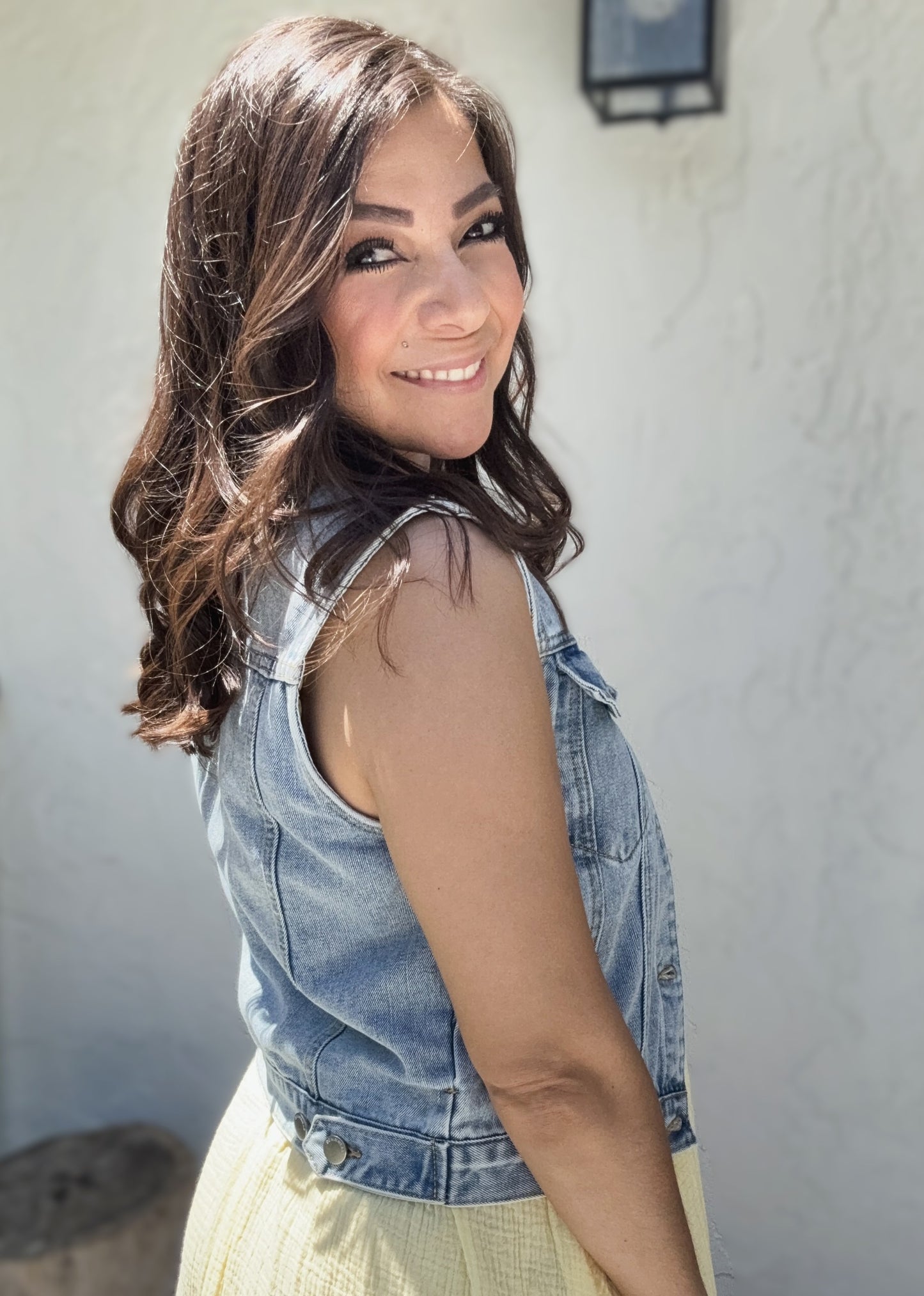 Nora Light Washed Denim Trucker Vest