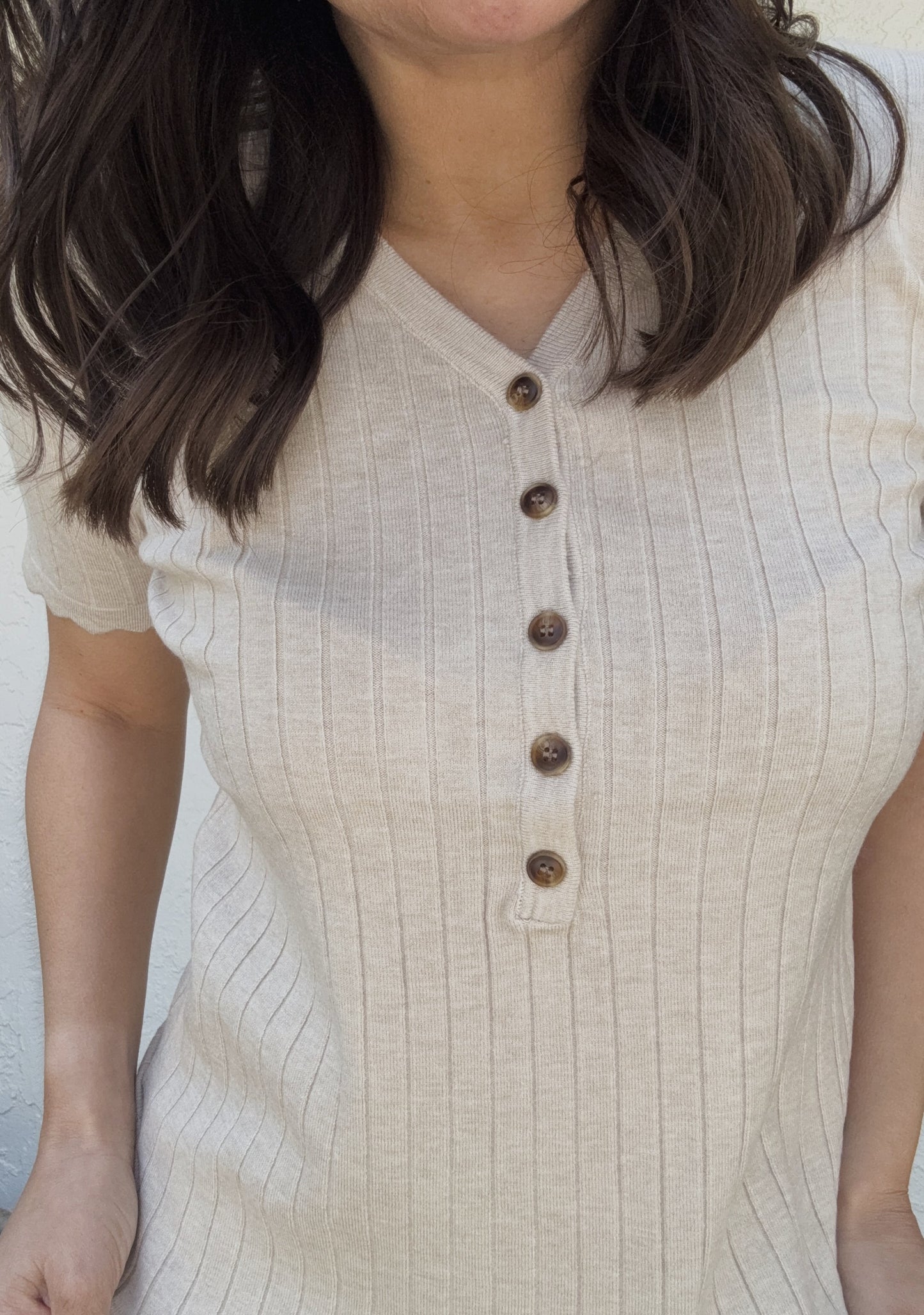 Julianna Henley Knit Short Sleeve Top