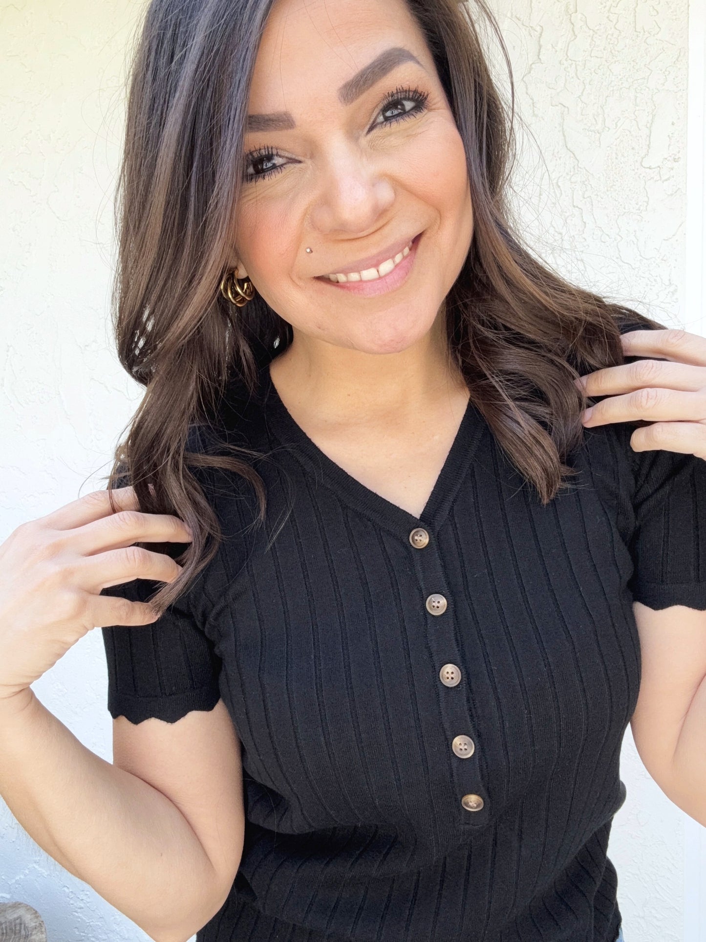 Julianna Henley Knit Short Sleeve Top