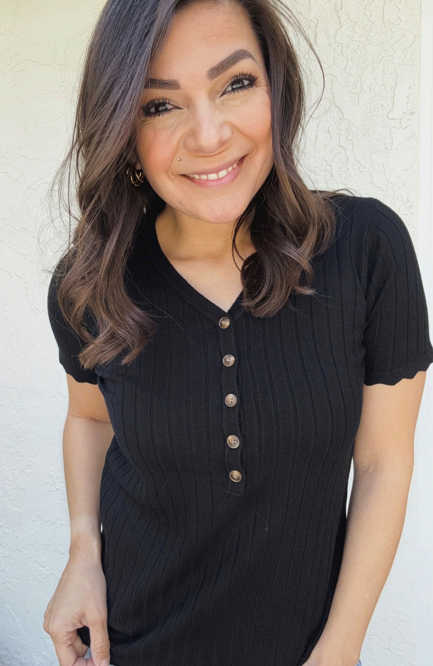 Julianna Henley Knit Short Sleeve Top
