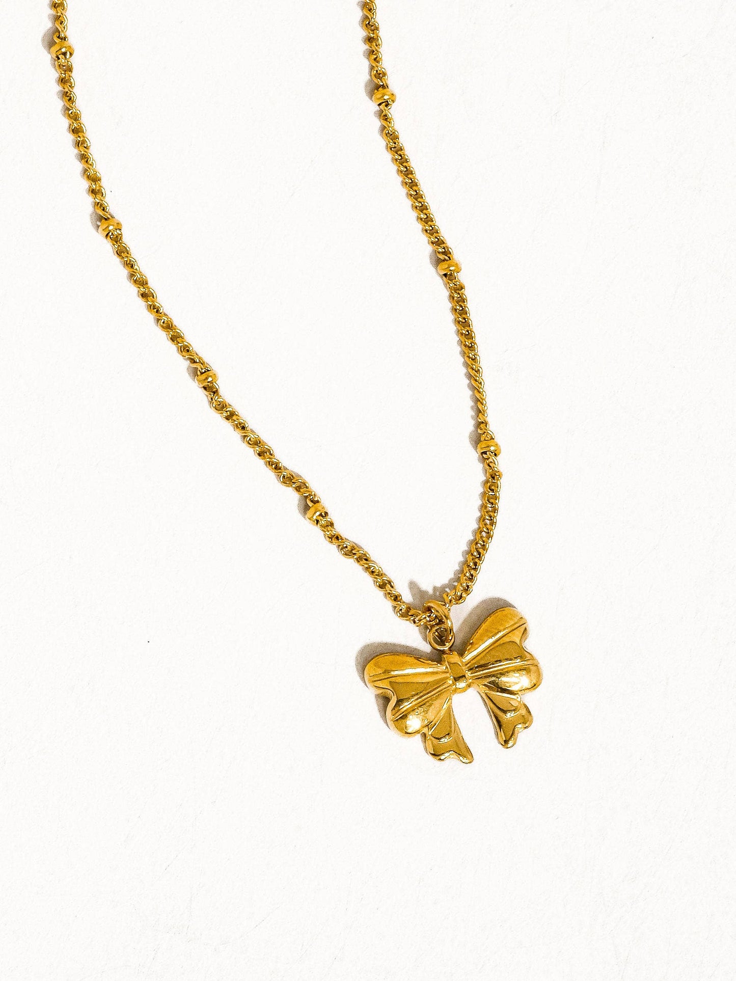 Love You More Gold Non-Tarnish Bow Necklace