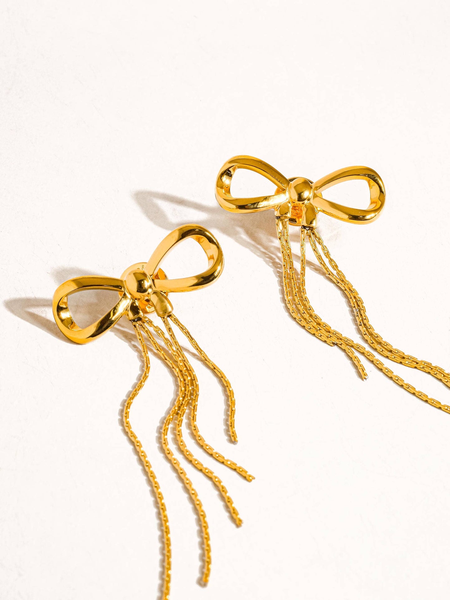 Oh So Lovely Gold Non-Tarnish Bow Tassel Earring