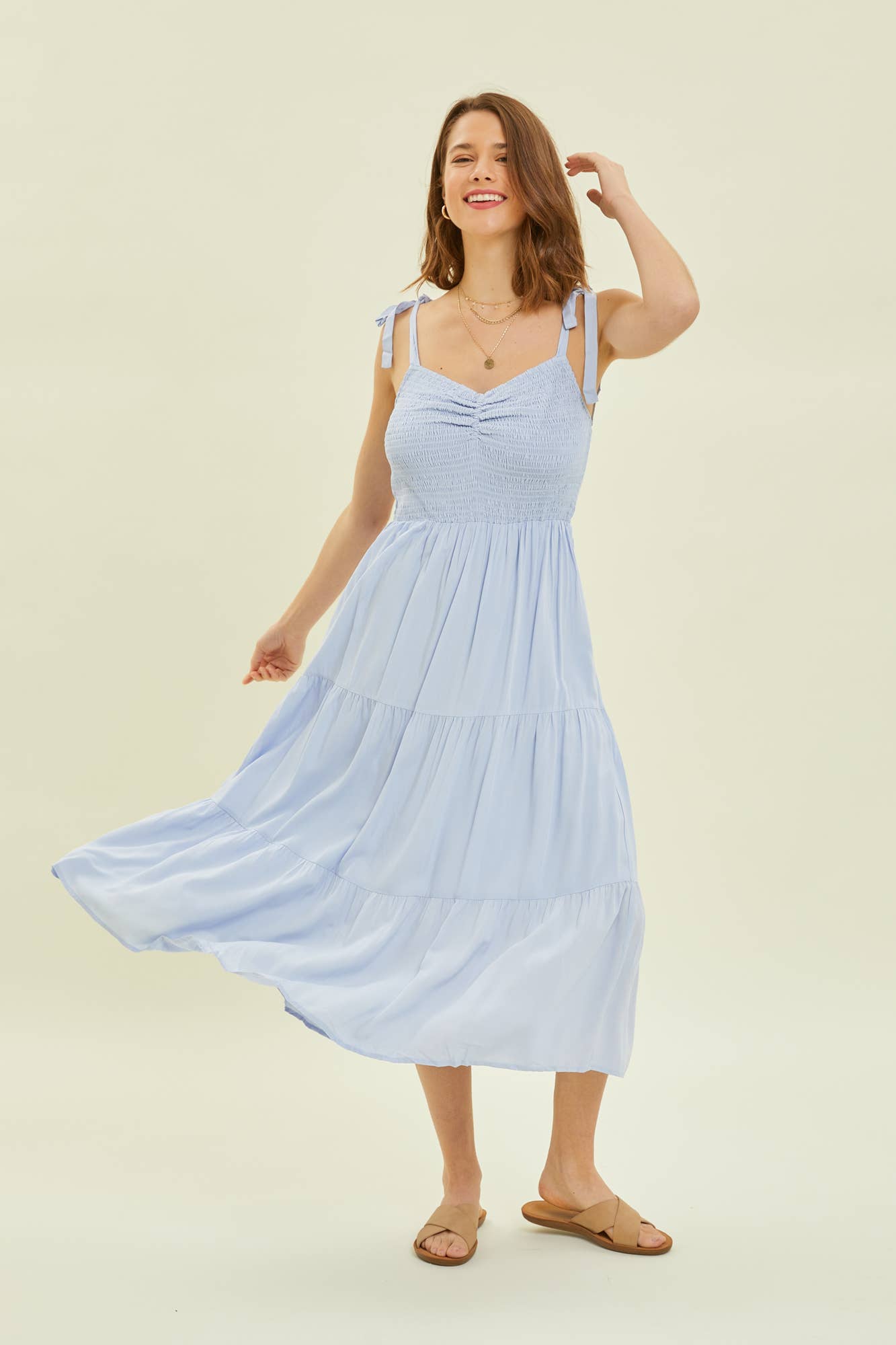 Gabrielle Smocked Midi Dress- Plus