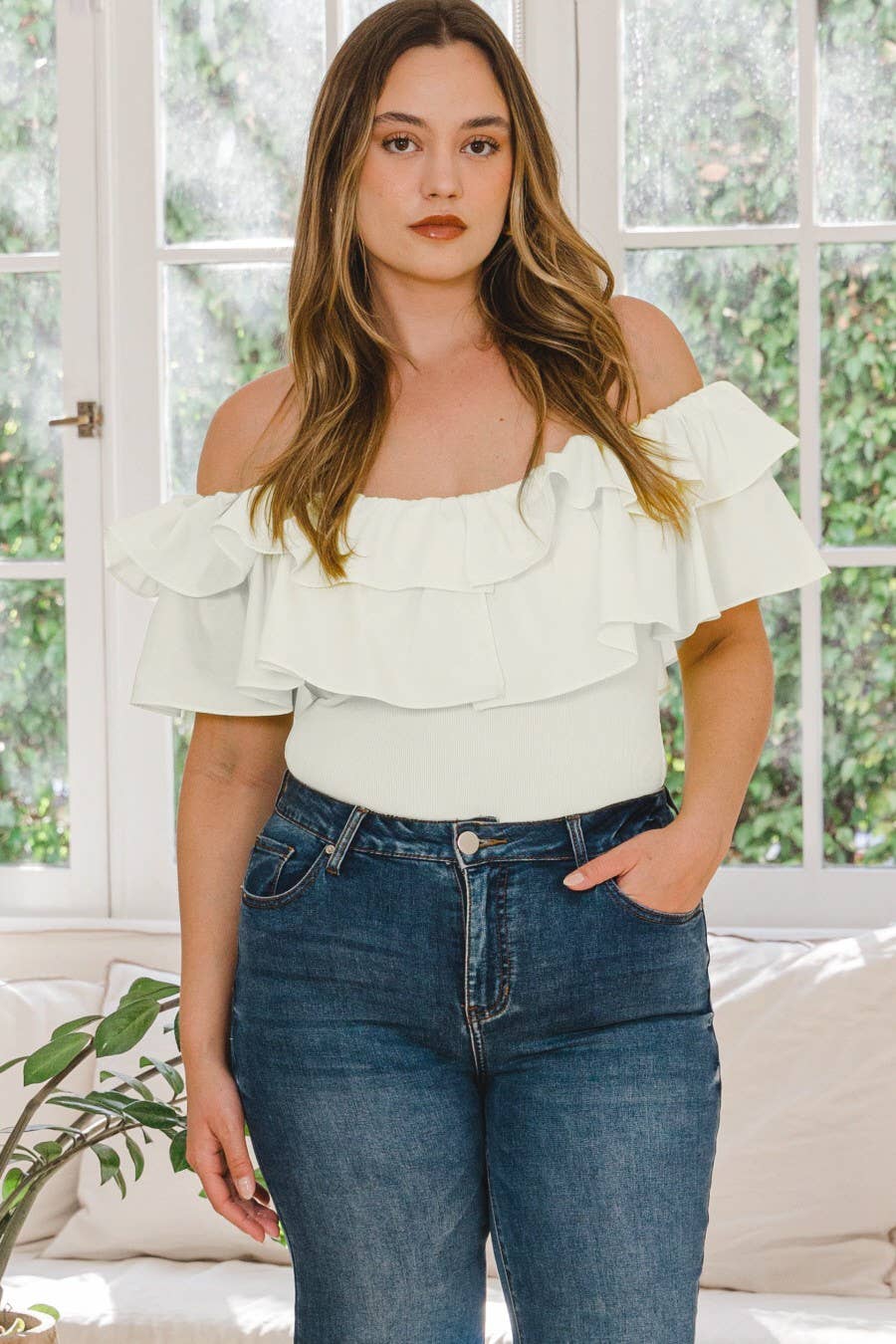 Brittany Knit Ruffle Bodysuit - Plus