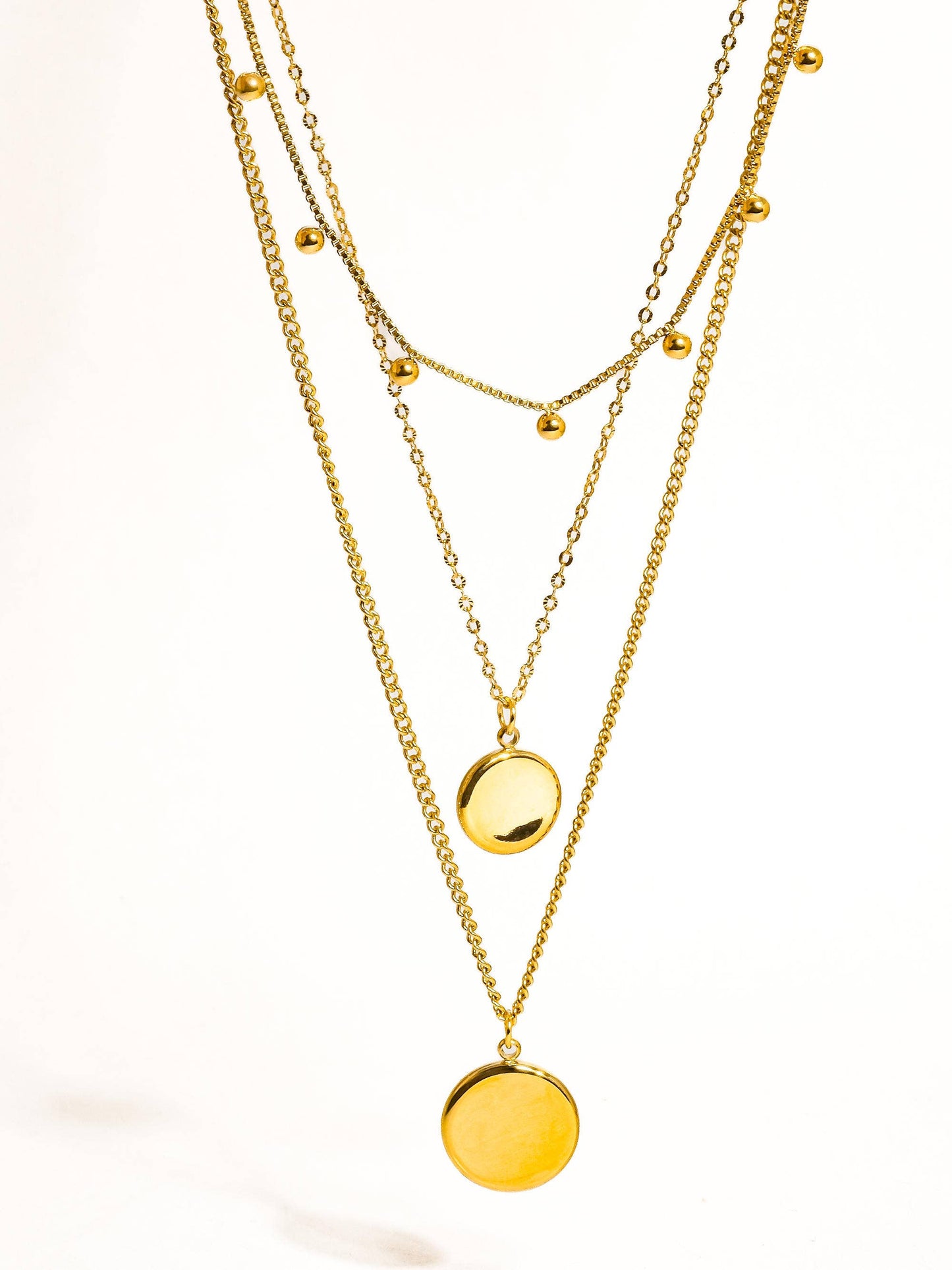 Hold Me Gold Non-Tarnish Round Stack Necklace