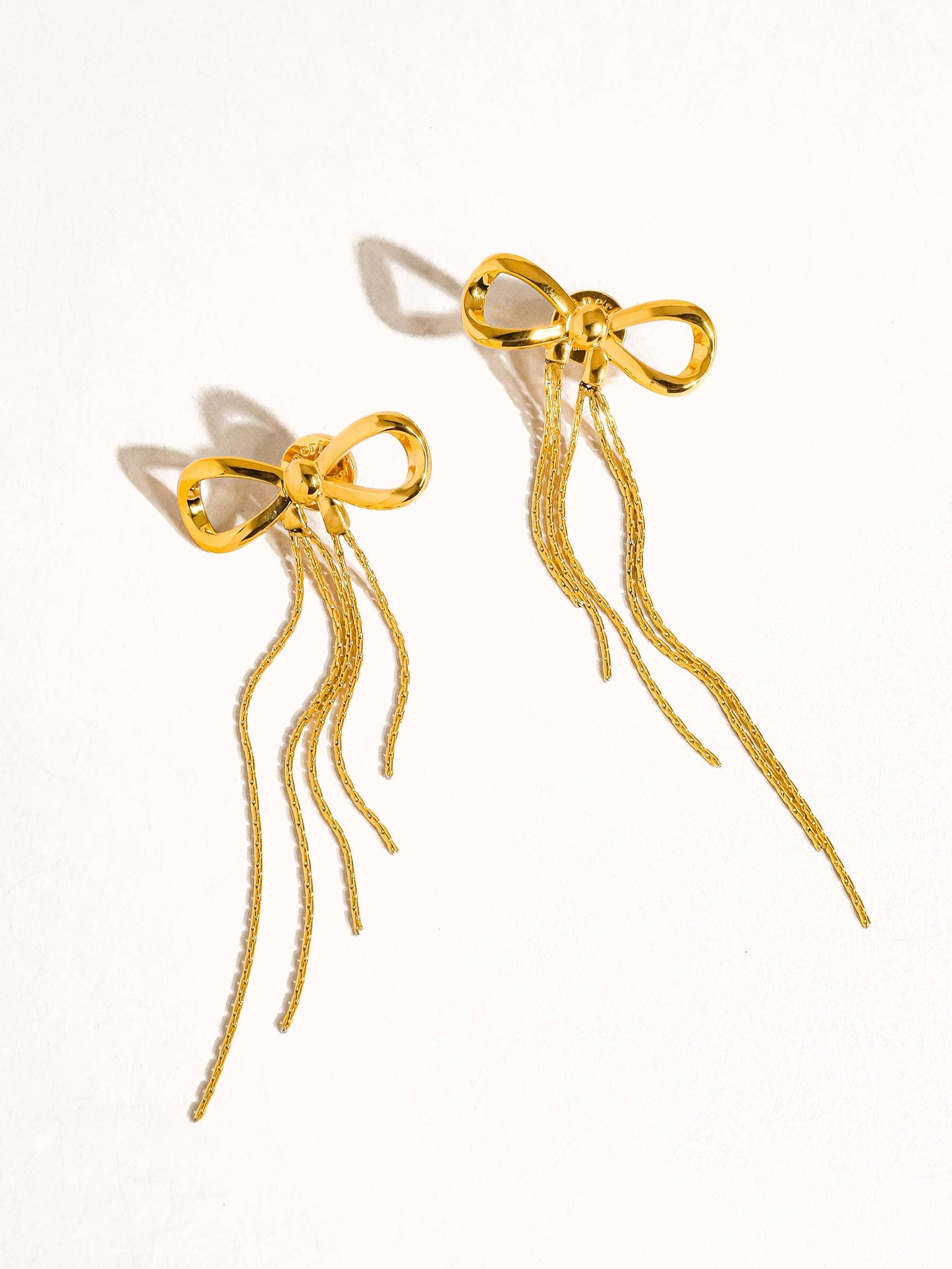 Oh So Lovely Gold Non-Tarnish Bow Tassel Earring