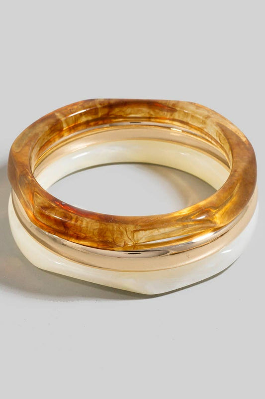 Remember Me Metallic And Acetate Bangle Bracelet Set