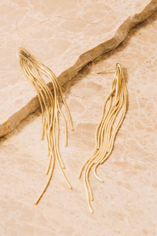 Easy On Me Gold Chain Fringe Earrings