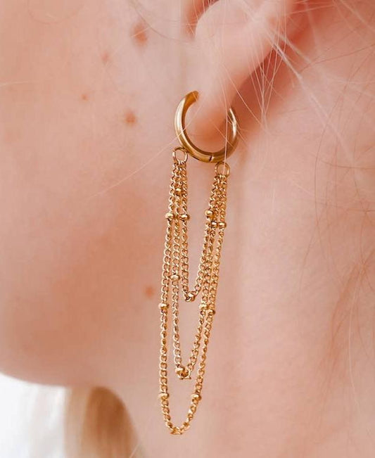 Darling Chain Drop Hoop Earrings