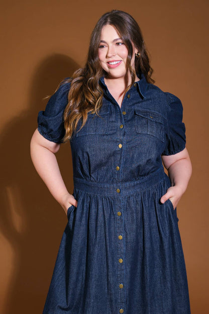 Vivienne Denim Midi Dress - Plus