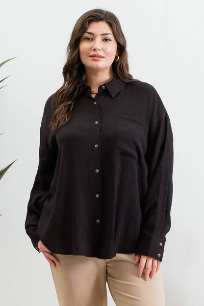 Cassandra Textured Button Down Top - Plus