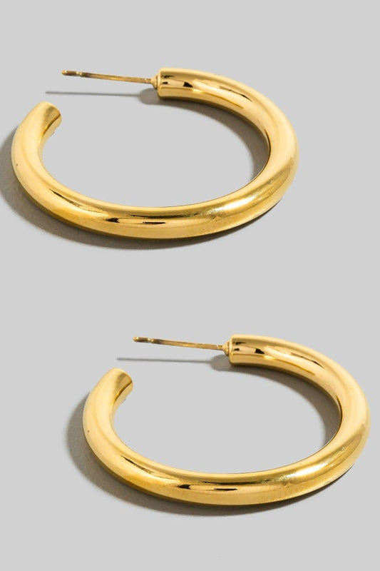 One Day Gold Plated Thin Tube Hoop Earrings