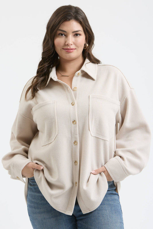 Serena Rib Knit Button Up - Plus