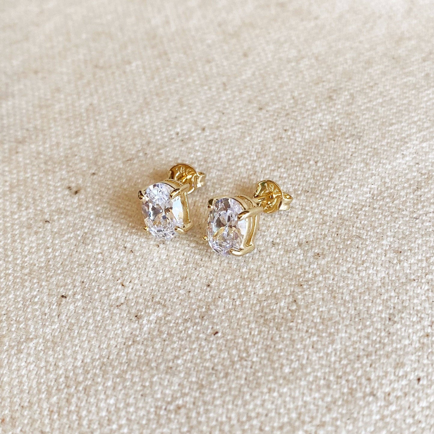 Tethered To You 18k Gold Filled Oval Stud Earrings