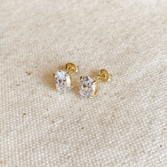 Tethered To You 18k Gold Filled Oval Stud Earrings
