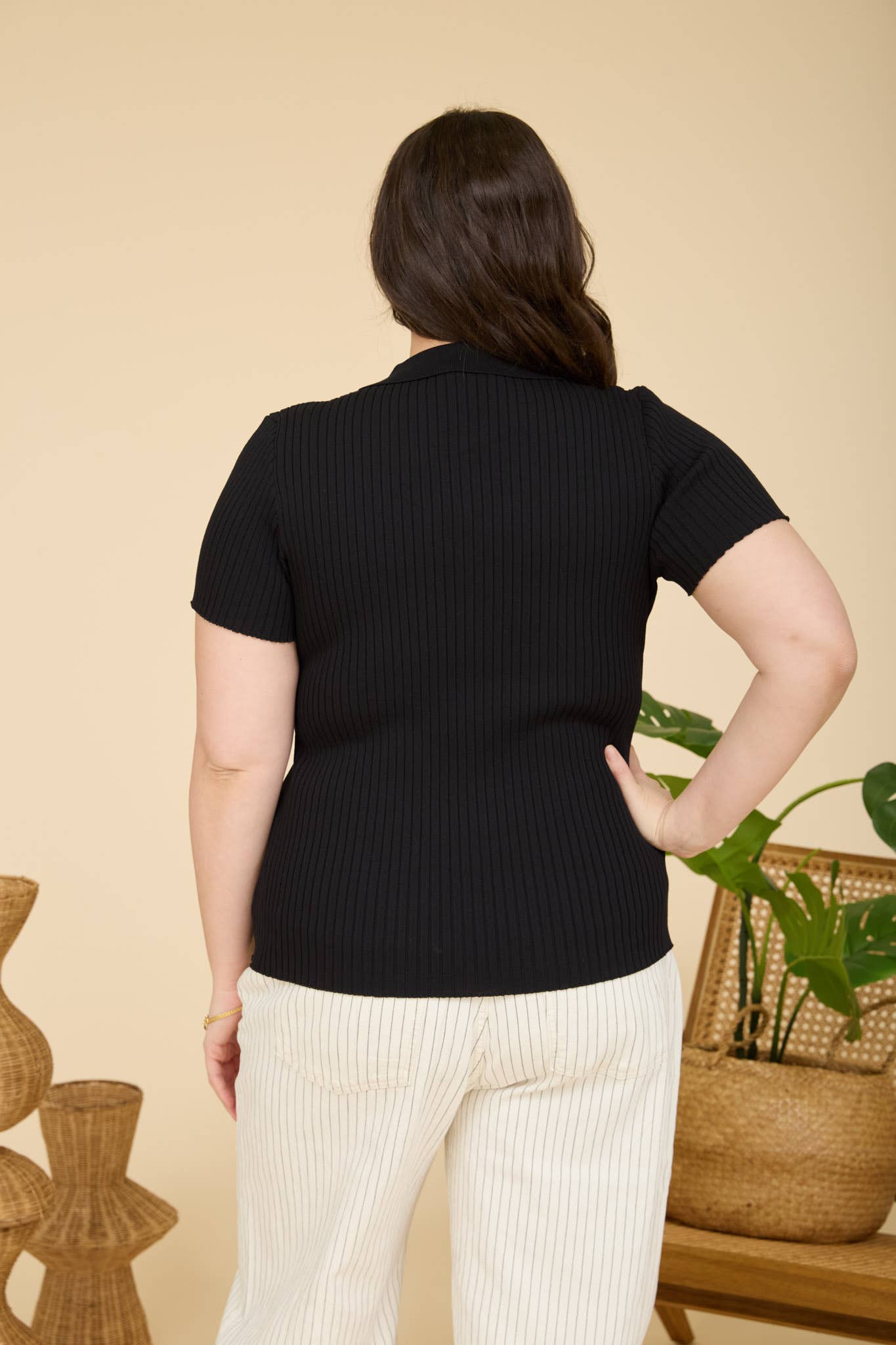 Tamera Short Sleeve Sweater Knit Top-Plus