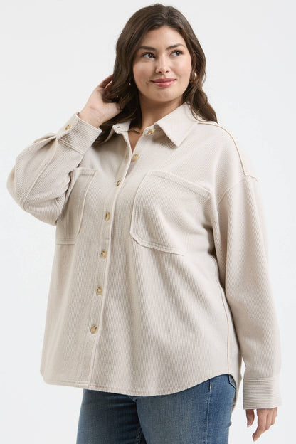 Serena Rib Knit Button Up - Plus