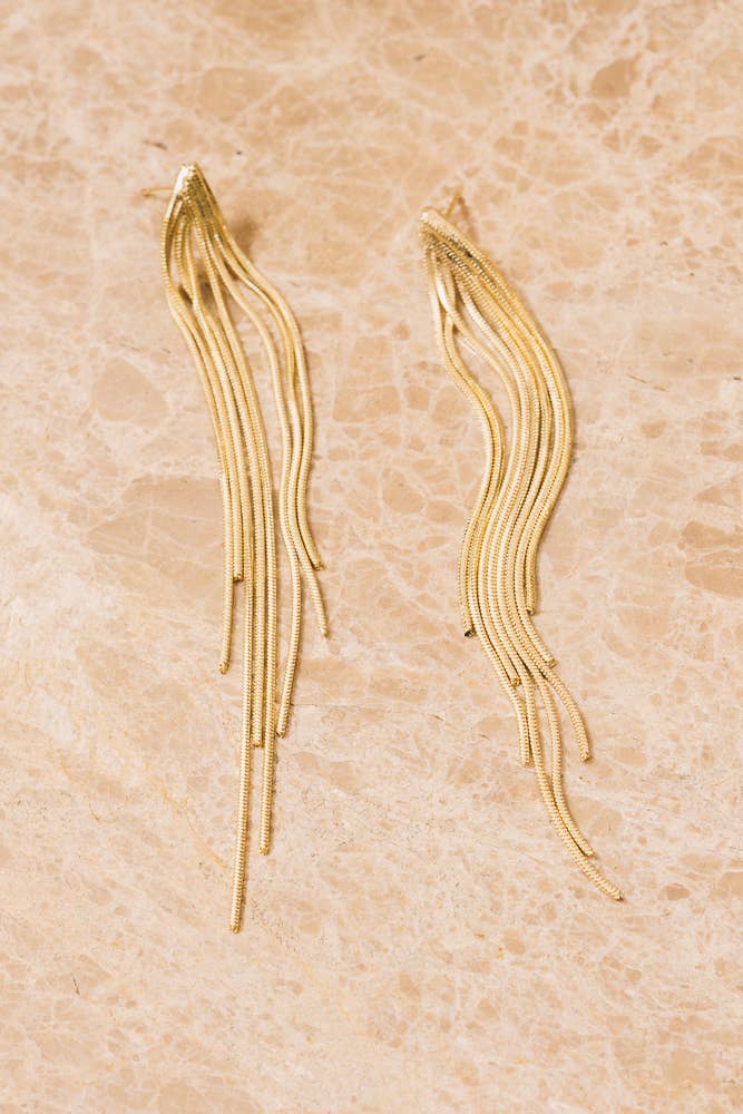 Easy On Me Gold Chain Fringe Earrings